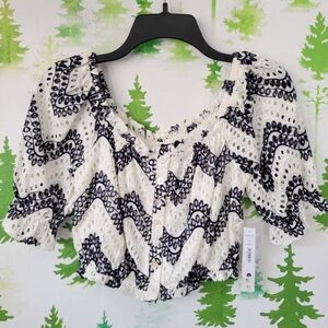 Aqua Eyelet Crop Top